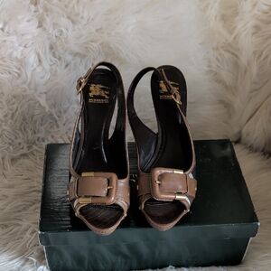 Burberry Tan Leather Slingback Heels